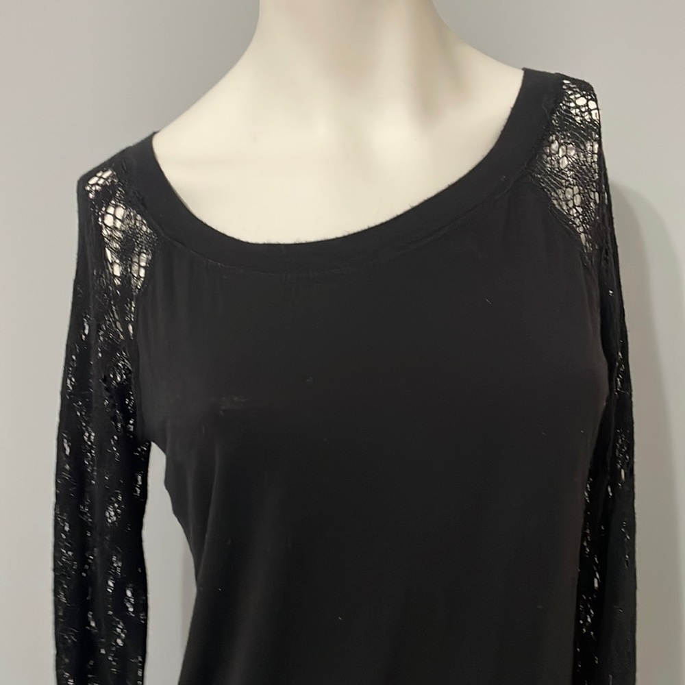 Lucy Love black shirt with see through sleeves. Size Large-also cream one 4 sale